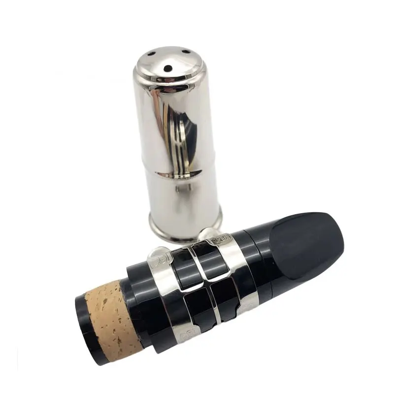 clarinet mouthpiece set, reed clip protective cap, wooden wind instrument, accessories, four piece set Carved card metal cap