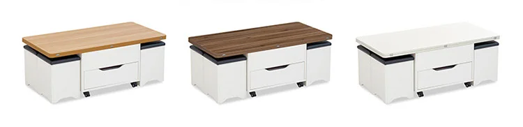 wooden material adjustable dining table smart coffee table