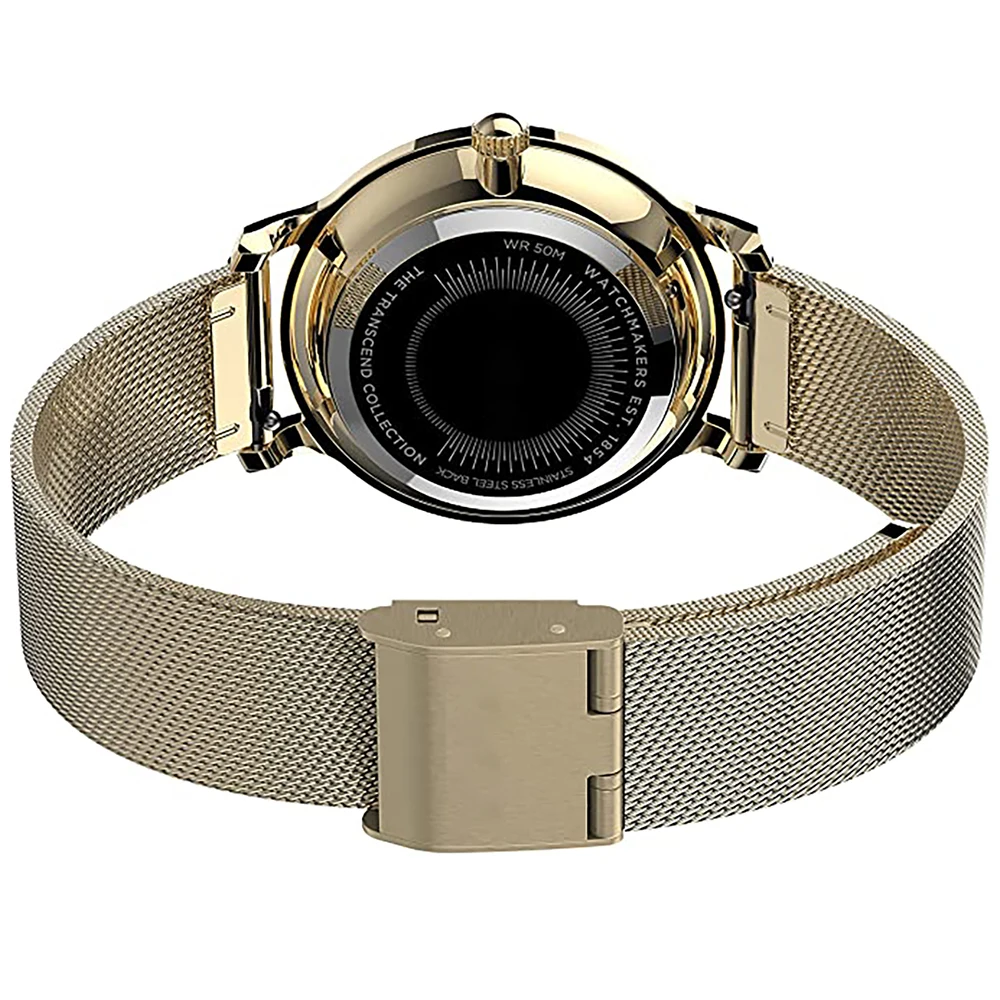 women quartz analog stainless steel mesh watch aqua crystal markers dress watch