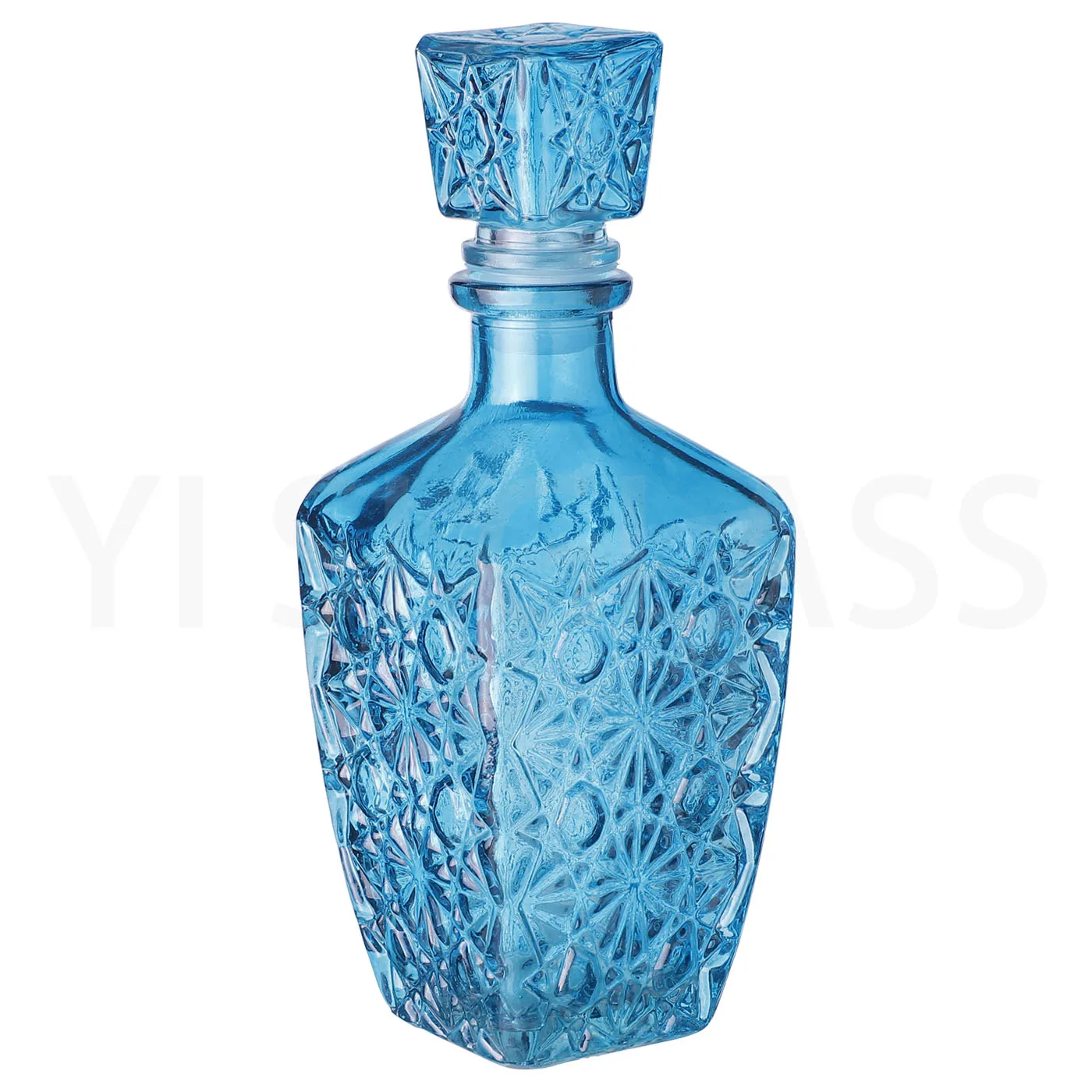 Customized Color Square Whiskey Wine Drink Glass Decanter Bottle