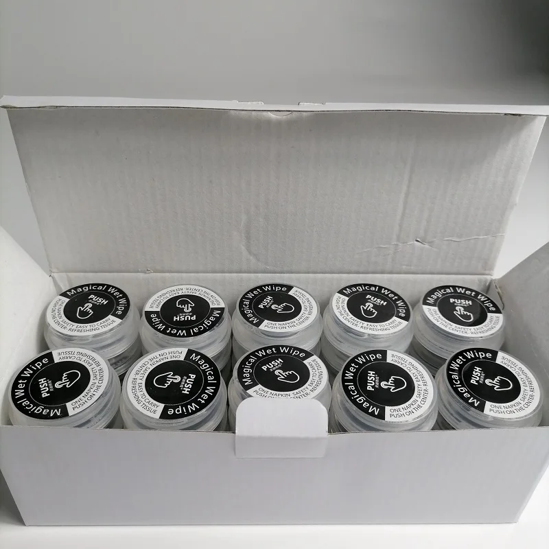 Push Wet Wipes Mini Magical Coin Compress Tissue Face Hand Cleaning Portable Disposable Compressed Towel