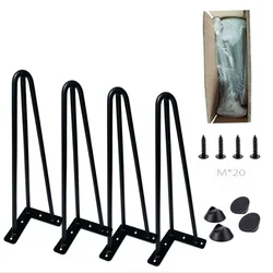 16 18 Inch 3 Rods Black Hairpin Coffee Table Legs Industrial Iron Metal Hairpin Desk Dining Table Legs HairPin Legs