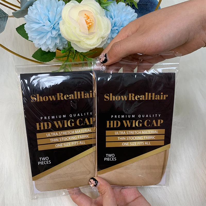ShowRealHair Тонкий HD прозрачный парик чулки Невидимый бежевый коричневый темный цвет колпачки для париков оптом с индивидуальной упаковкой