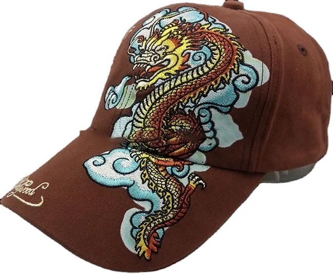 Custom Domineering Style Baseball Cap Dobby Sporty Golfers Hat with Dragon Totem Embroidery Metal Buckle Cotton Material