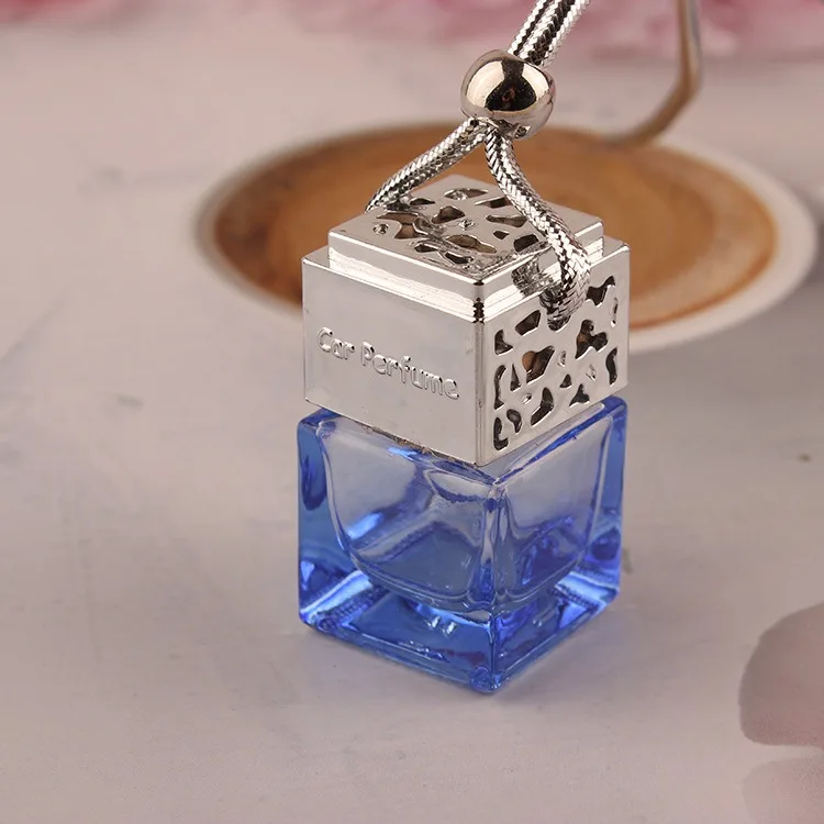 8ml Luxury Square Shaped Empty Mini Hanging Aromatherapy Air Freshener Essential Oil Glass Car Diffuser Perfume Bottle