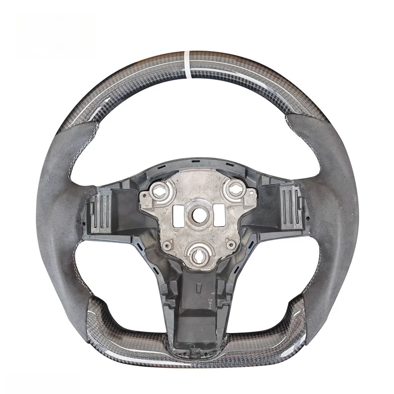 High Quality Steering Wheel Car Interior Accessories For Tesla Model 3 Y Yoke 2017-2023 Customize Carbon Fiber Alcantara