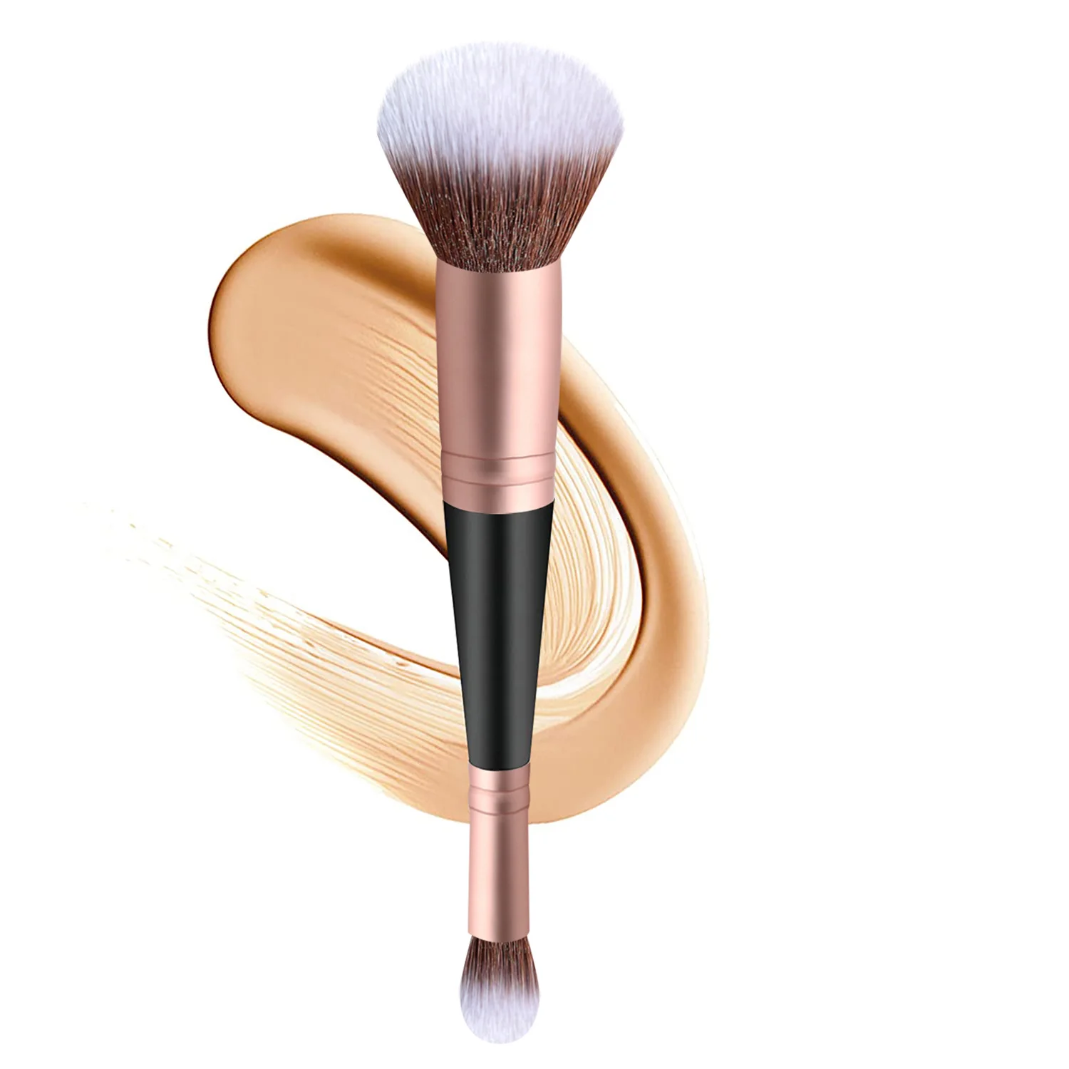 Ahyee 1PC Angled Blush Brush Custom Multifunctional Makeup Tool Wooden Handle Foundation Face Application Private Label Black