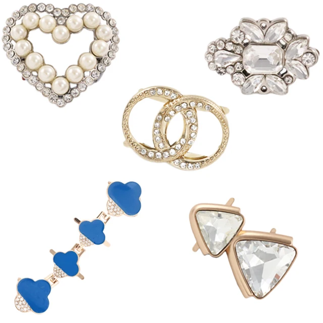 Fashion Custom Crystal Removable Flower Shoe Clip Rhinestones Brooch Decoration Shoe Parts Accessories For Party