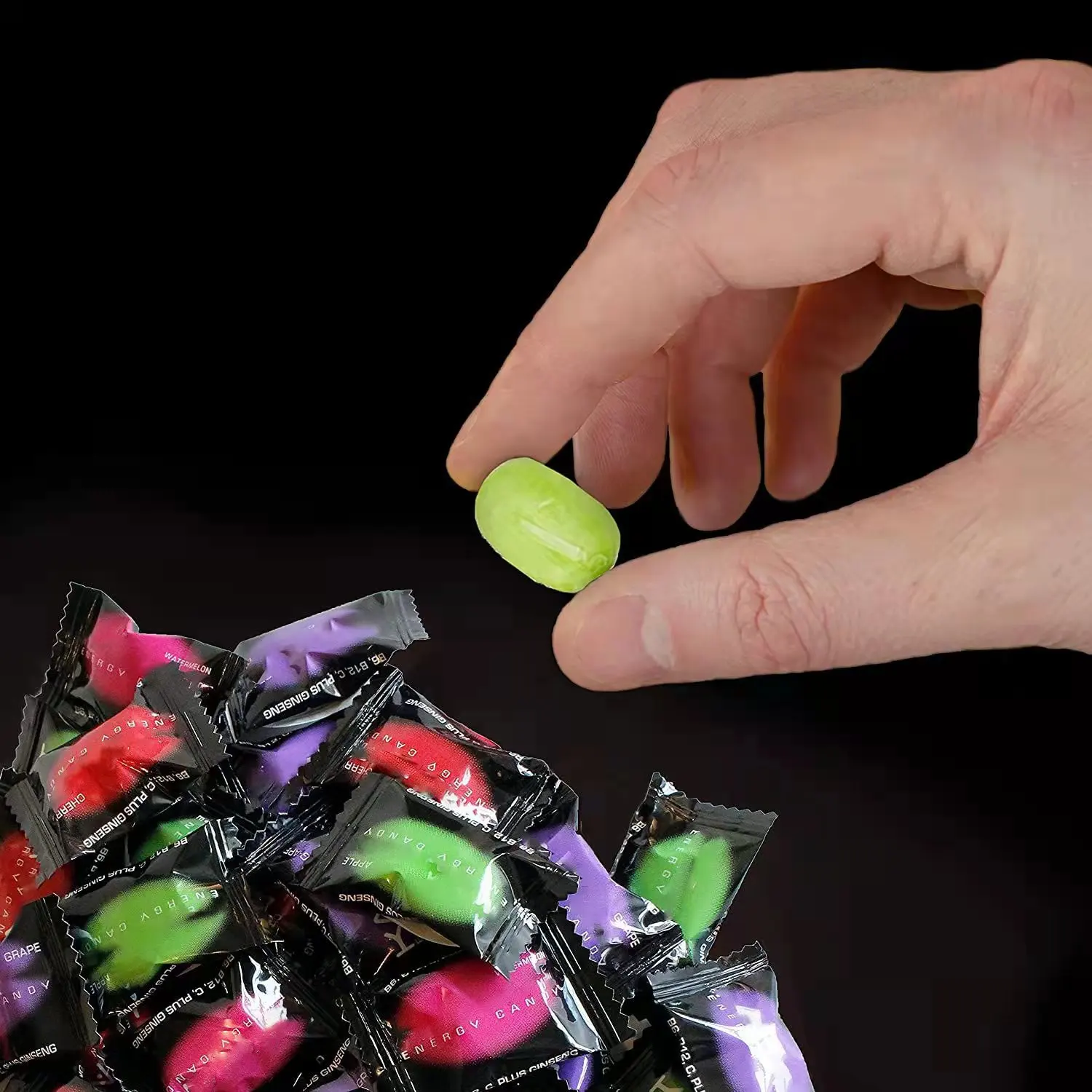 OEM Energy Candy Gluten-Free,Contains VCaffeineitamin B6, B12, C and Ginseng man powder coffee candy energy hard candy