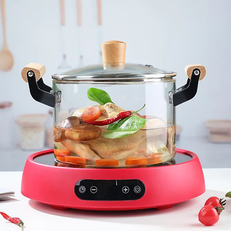 2022 Factory Price Wholesale Heat-resisting New Cookware Clear High Borosilicate Glass Cooking Pot With Wooden Handle Saucepan