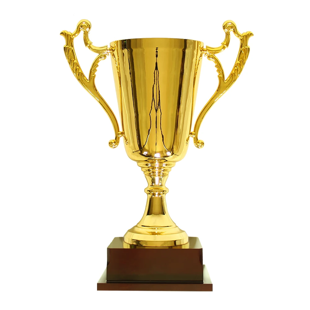 Yiwu Collection Wholesale Metal Trophy Cup Large Trofeos Deportivos Customized Premium Wood Base Metal Championship Trophy