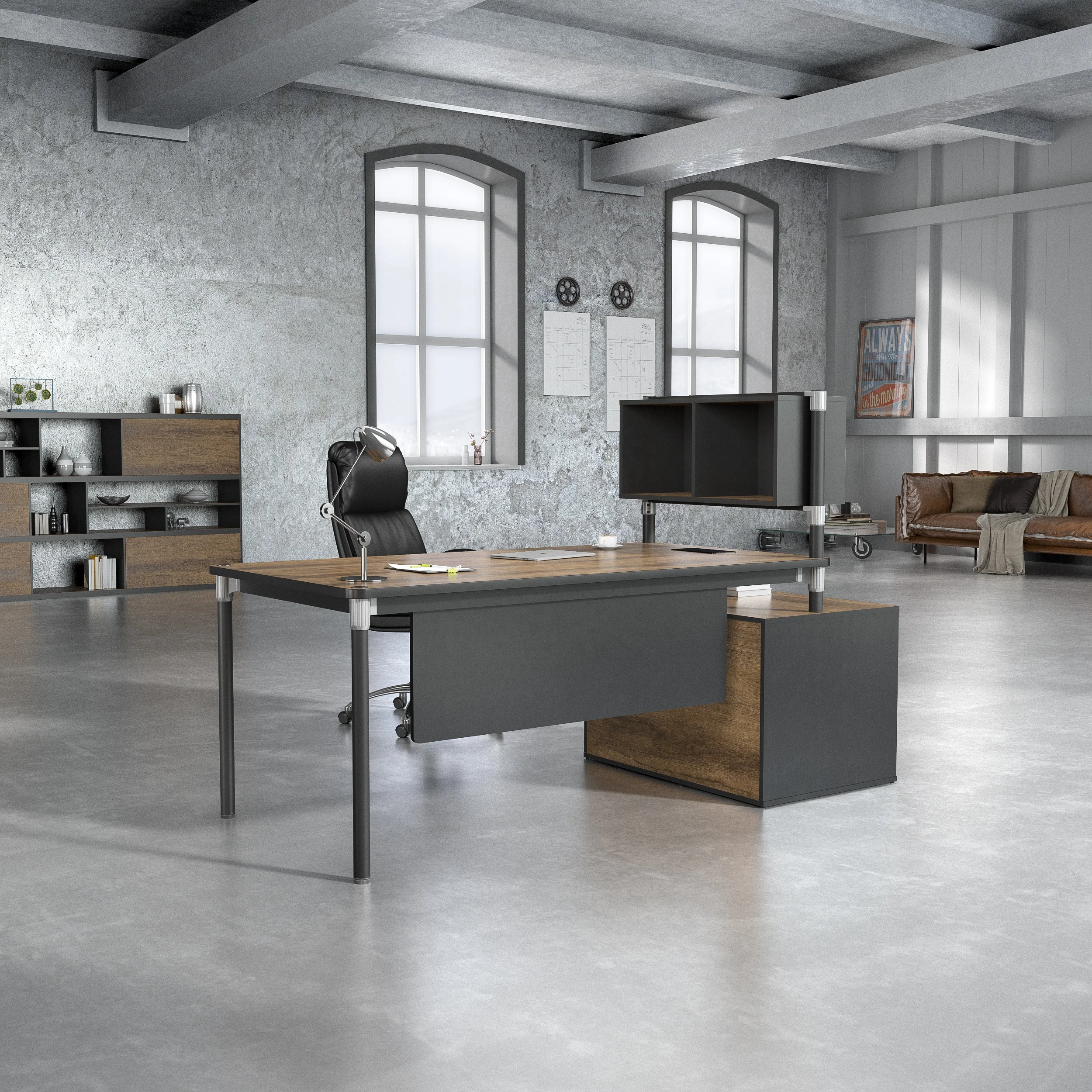 Open office furniture WESOME metal leg single workbench wooden office desk