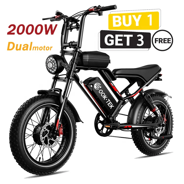 US EU stock warehouse 20inch Electric Moped Bike Full Suspension Dual Drive Motor Ebike 25AH Electric Mountain Bicycle