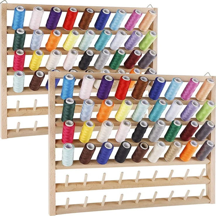 60-Spool Thread Rack Wooden Thread Holder Sewing Organizer for Embroidery thread