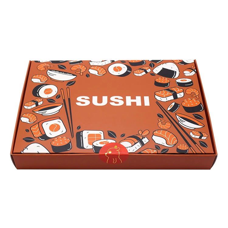 Multiple Designs Eco Friendly Foldable Sushi Box Takeaway Food Paper Container Delivery Boxes with Compartments