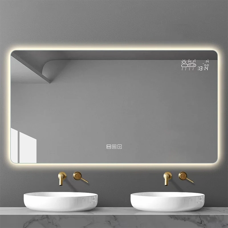 Smart LED Illuminated Backlit Mirror with Built in TV Customized Clear Sale Silver Bluetooth Music Light Speaker Lamp Switch GUA