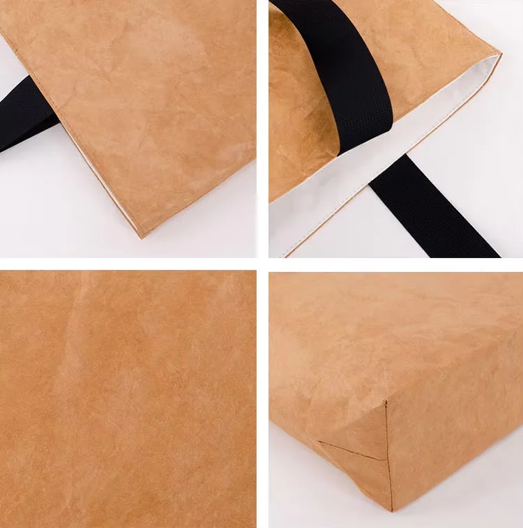 Custom Extra Large Waterproof Dupont Paper Zipper Tyvek Tote Bag Splash Proof With Inner Pocket for Shopping