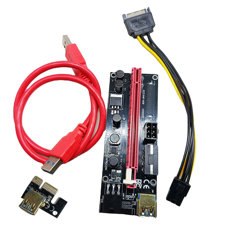  PCI-E карта расширения 009s Экспресс 1X 4x 8x 16x расширитель PCI E USB Райзер 009S адаптер SATA 15pin для майнинга