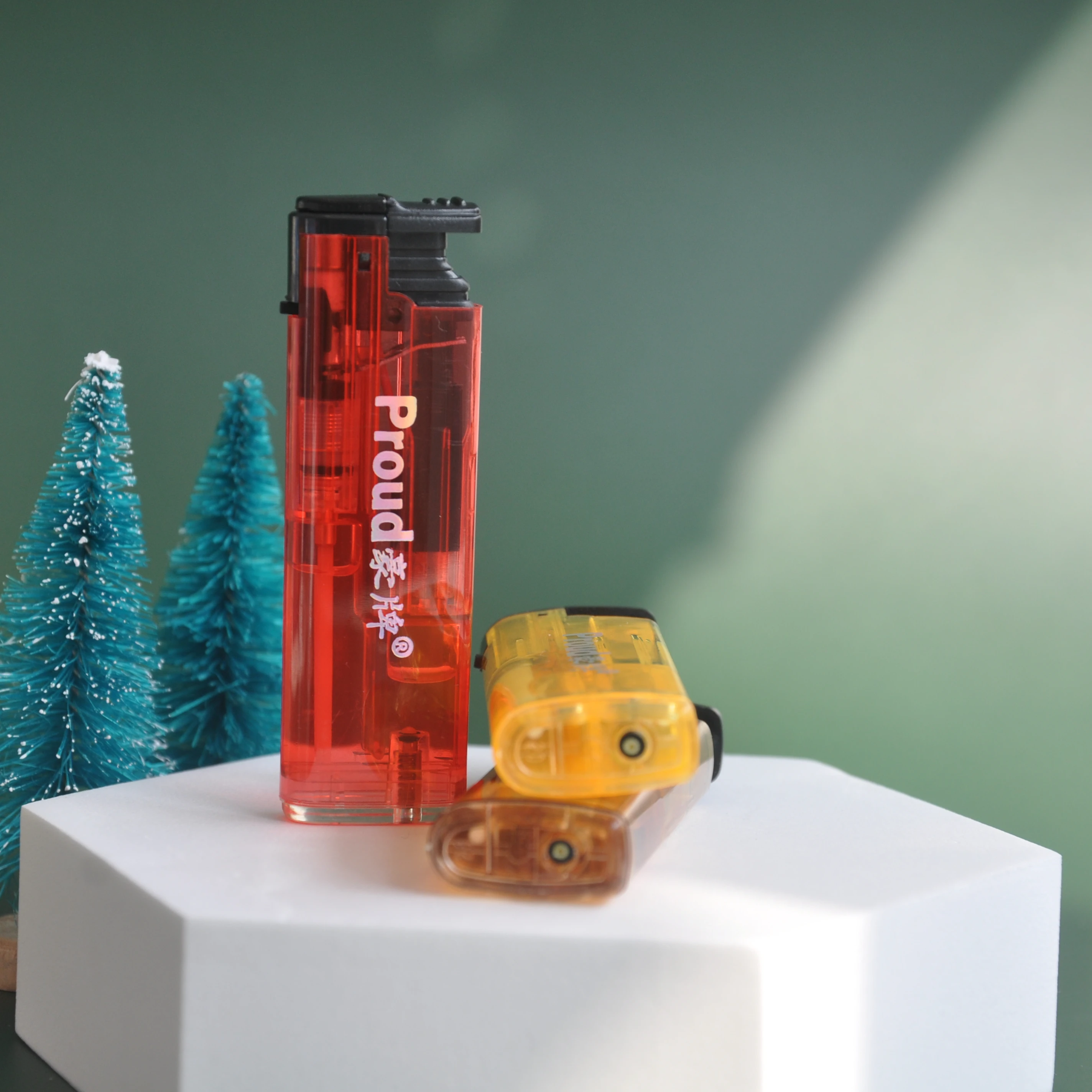 Custom Logo 5 Colors Optional Transparent Big Size Lighters & Smoking Accessories  Electric Cigarette Windproof Gas Lighter