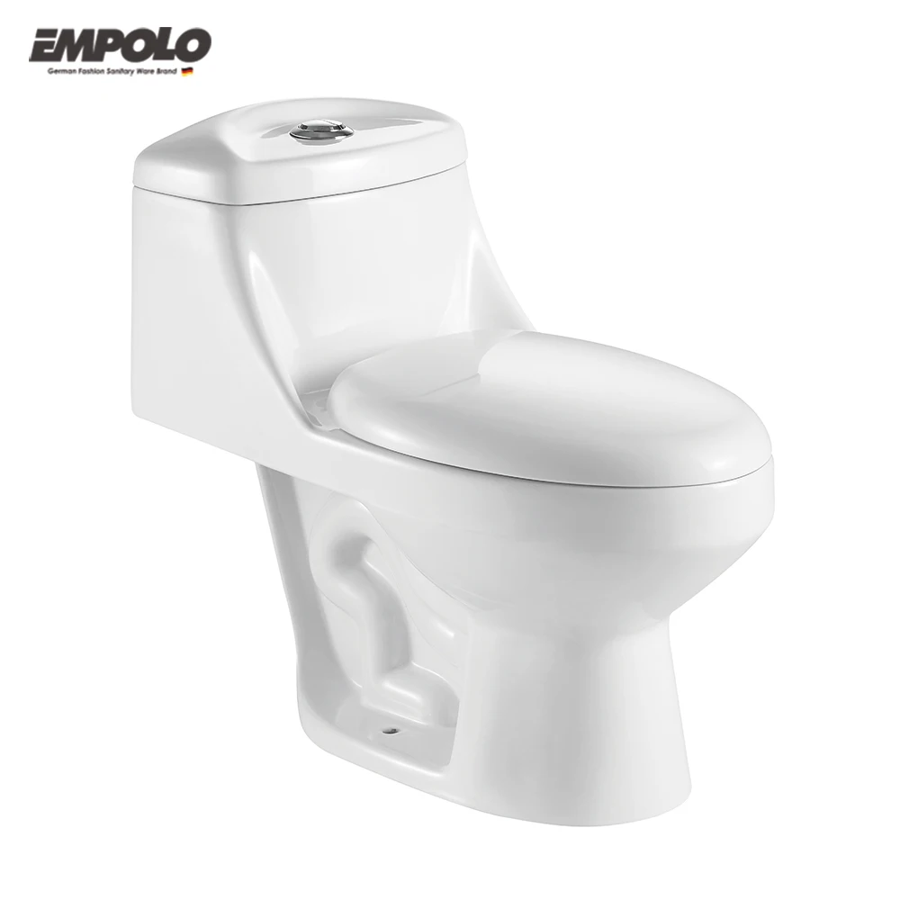 Empolo South America Siphon White One Piece Toilets S-Trap 300mm Inodoro Elongated Comfort Height Dual Flush WC Toilet Bowl