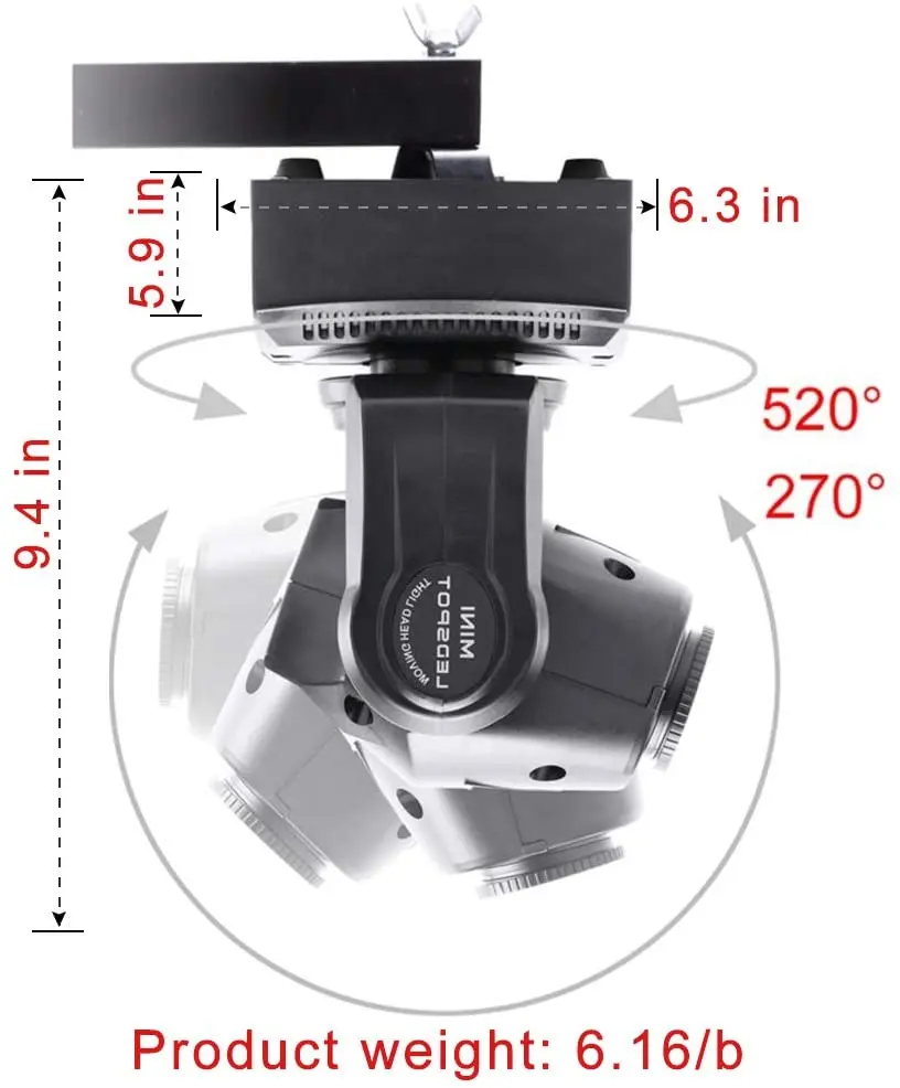  U`King 50w Gobo Black Shell Stage Light Remote Shaking Head LED DMX Dj Disco