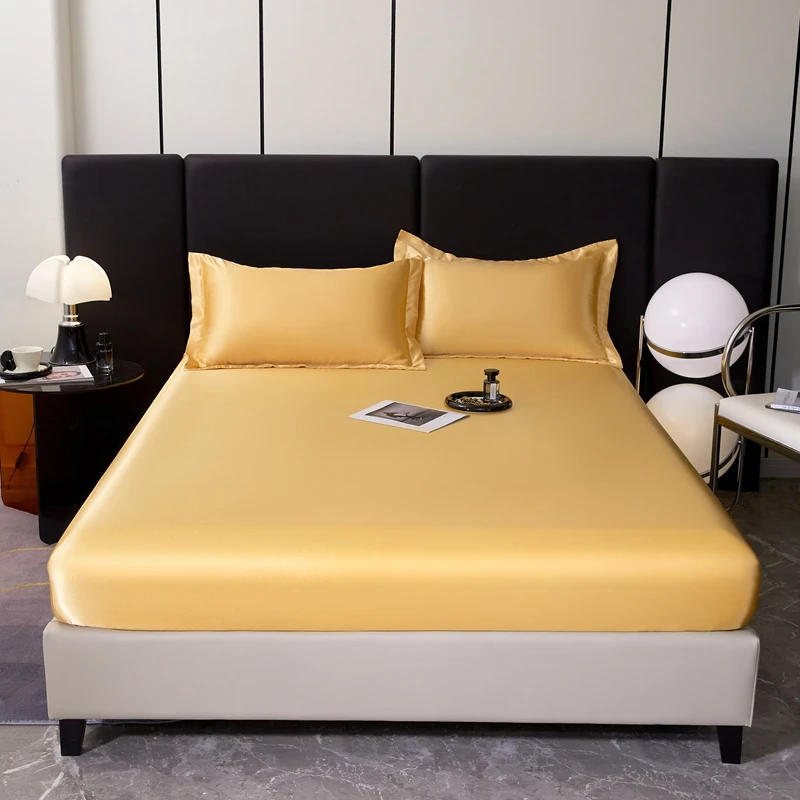 2024 Hot Sale 3pcs Silk Satin bed sheets Ultra Soft Silk Satin Fitted sheet Set