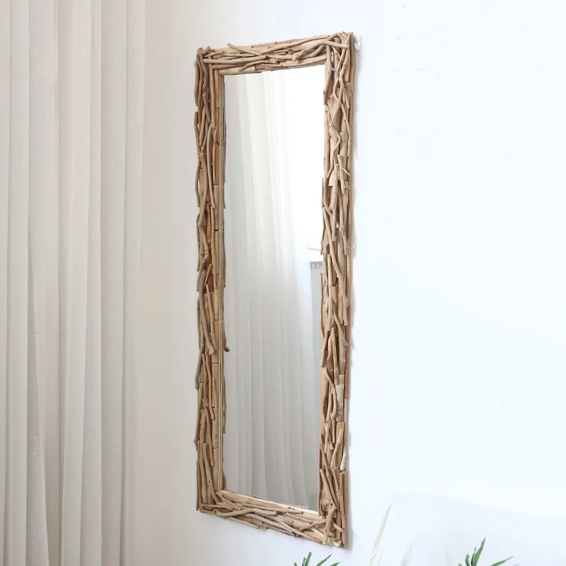 Log dressing full-length floor mirror home wall mount full-length mirror girl bedroom Girl Three-dimensional wall hanging mirror