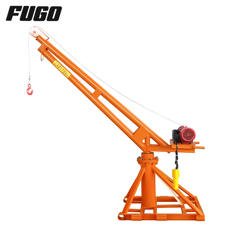 360 degrees rotate 500kg 1000kg 2000kg small outdoor use mini engine crane construction materials lift crane