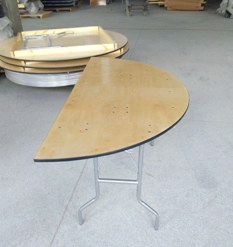 Hot Selling 6ft/8ft Half Round Wood Wedding Banquet Round Folding Table