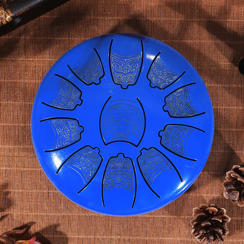 YML wholesale colorful  carving  carbon  steel  tongue drum music instrument drum 6 inch 11 notes hand pan drum