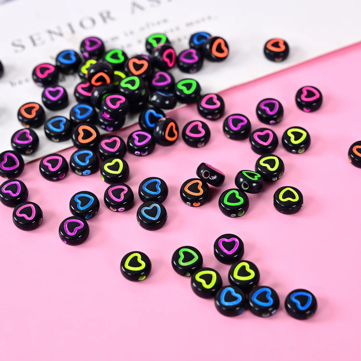 bracelet bead  black cute fashion star symbol round Beads Wholesale Price for Acrylic Beads For DIY bracelet & jewelry making