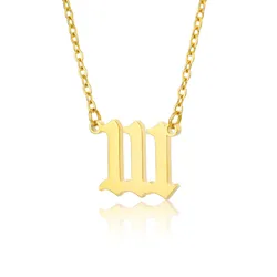 Trendy Jewelry Mirror Polished Angle Number Pendant Necklaces Stainless Steel Gold 111 222 333 666 888 999 Pattern Necklaces