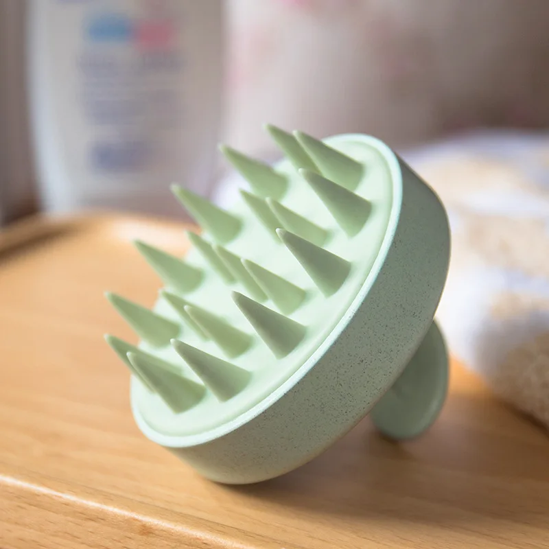 Private Label Massage Scalp Wheat Straw Shampoo Shower Hair Brush Custom Silicone Brush for Women Massage Brush Hair