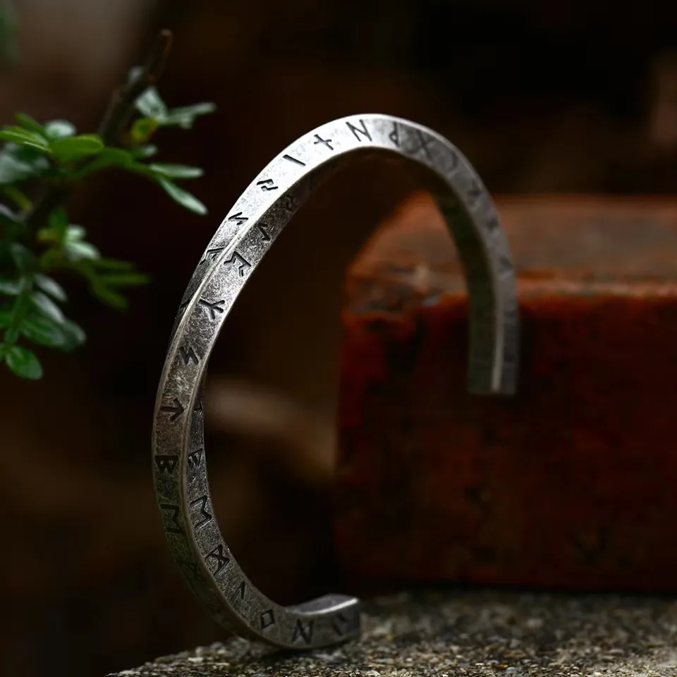 2024 New Style Titanium Steel Runes Amulets Bracelet Bangle Wristband Cuff Bracelets For Men Fashion Jewelry