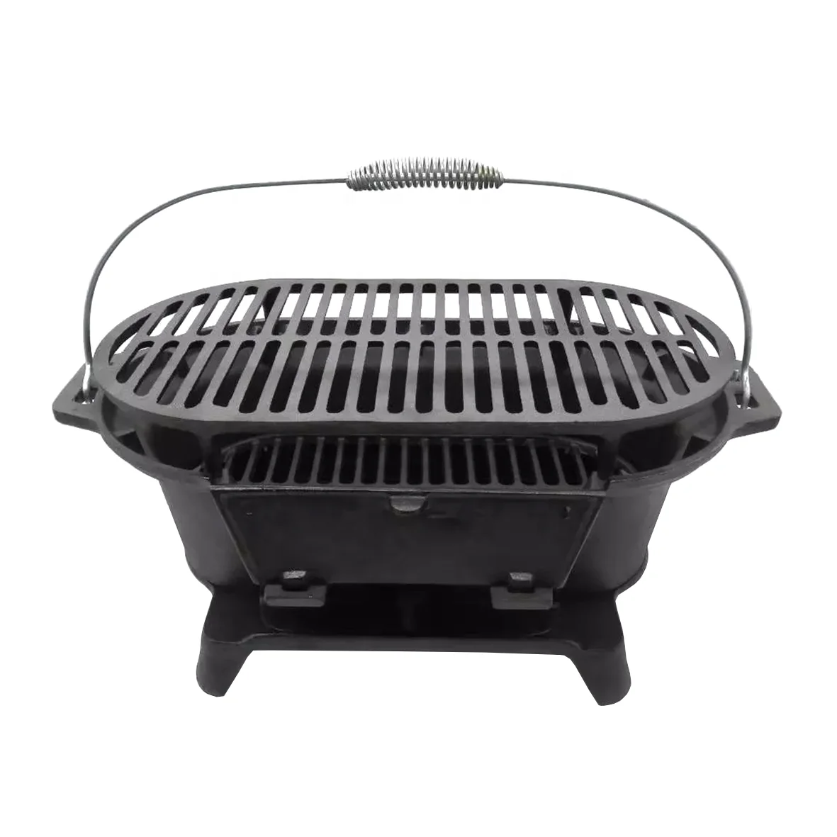 Heavy Duty Cast Iron Charcoal Grill Outdoor Small Portable Camping Cooking Nonstick Grate Surface Charcoal Grill
