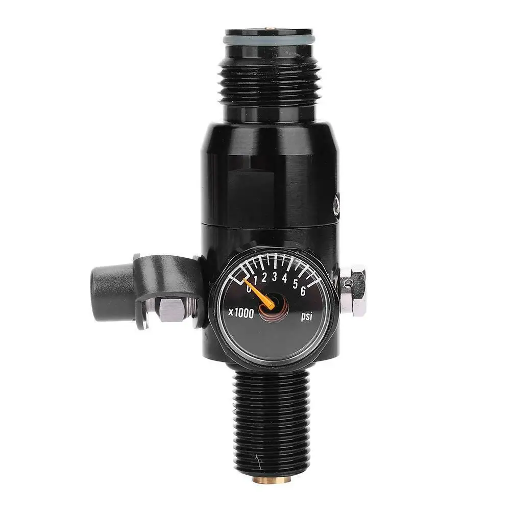 Paintball Air Tank Regulator & Valve Gauge Durable Aluminum Paintball Regulator for Industrial M18*1.5 Black