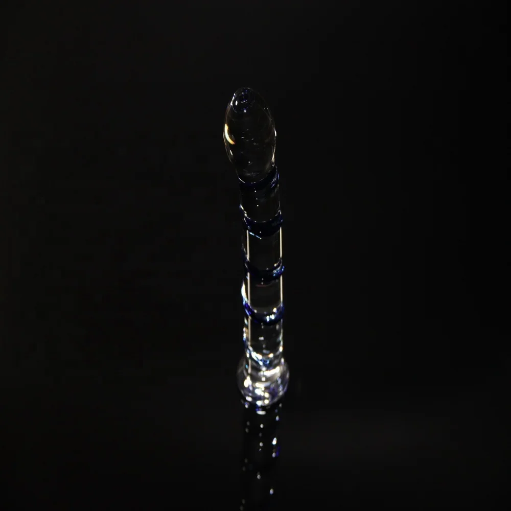 vibrating light pyrex glass dildo with colorful design