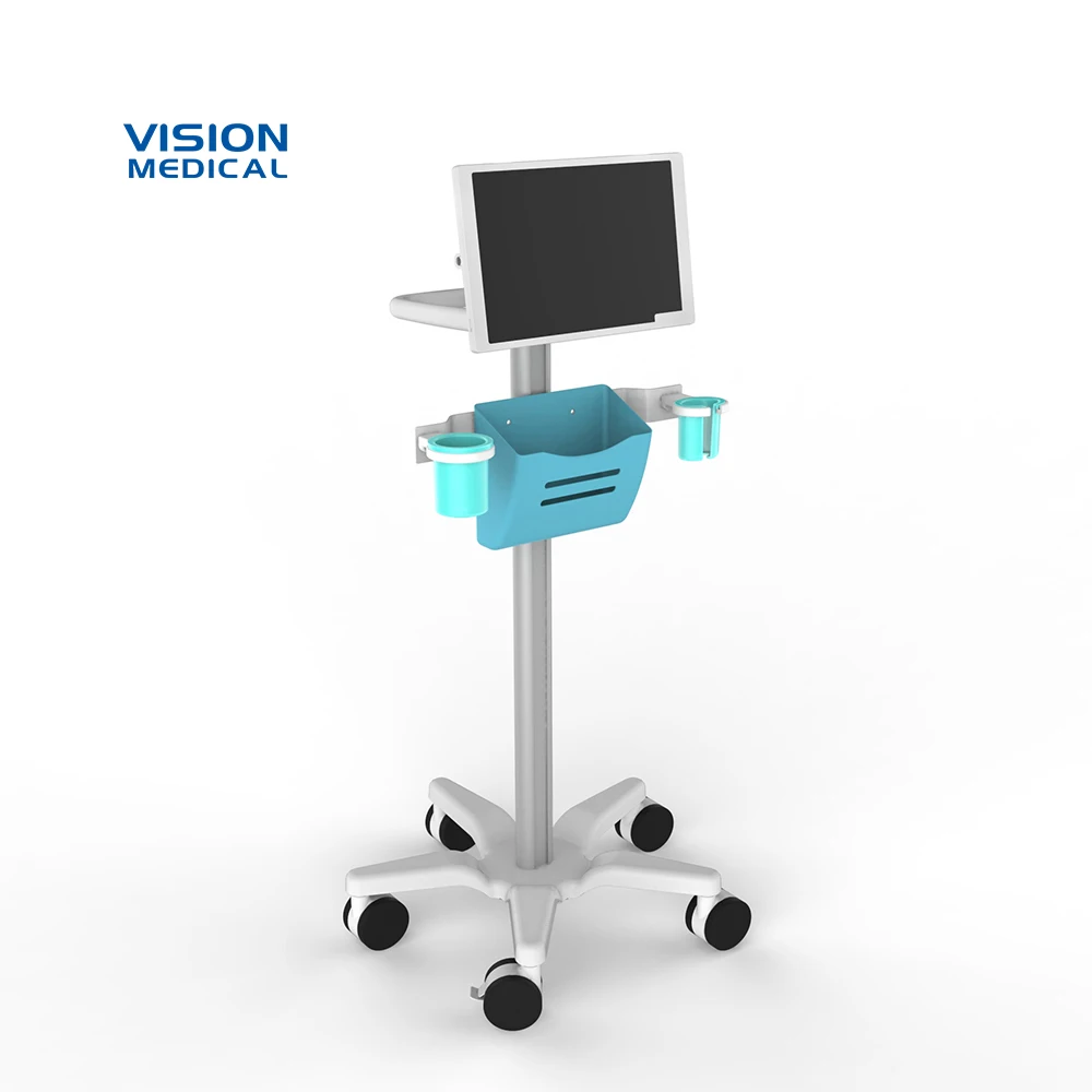 Laptop cart medical trolley vital signs monitor stand computer equipment cart casters hospital furniture ward nursing iv stand