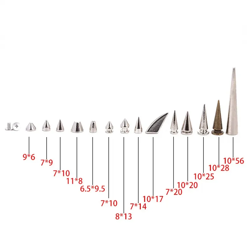 Factory Conical Tree Screw Back Spike Stud Punk Studs Custom 7 mm Cone Shape Rivet studs With Screw Spikes