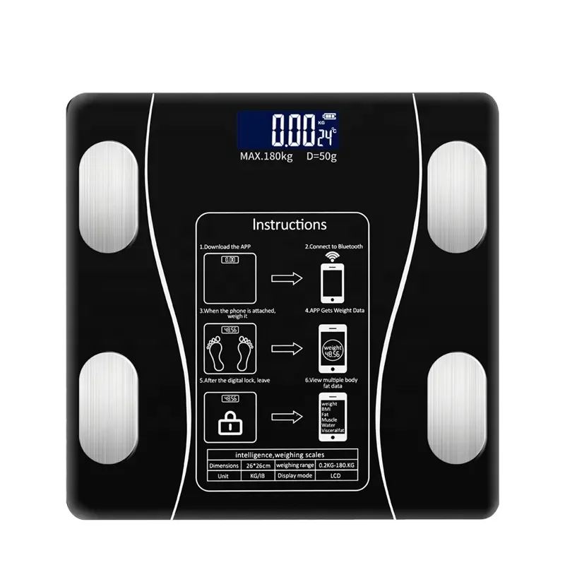 Cost-effective Bluetooth LED Glass Bathroom Human Body Scale Electronic Digital Smart Body Weight Scale with OKOK App