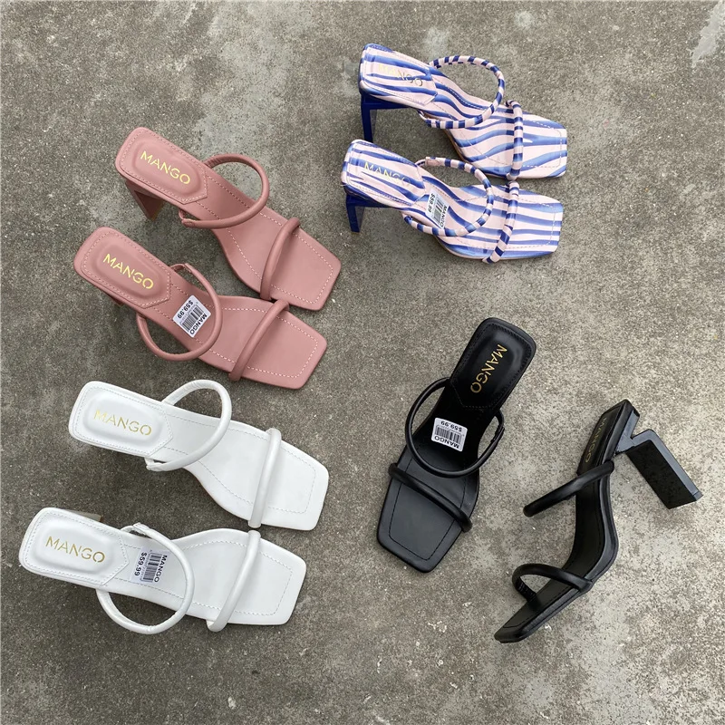 2023 Summer New Arrival Open Toe High-Heel Slides Slippers Big Size Ladies Shoe Girl Outdoor Women Fashion Thick Heel Sandals