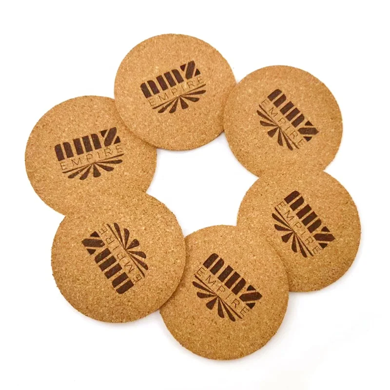 Natural Round Cork Coasters With Metal Holder  Thick Cold Drinks Wine Glasses Mugs Cups Cork Coaster