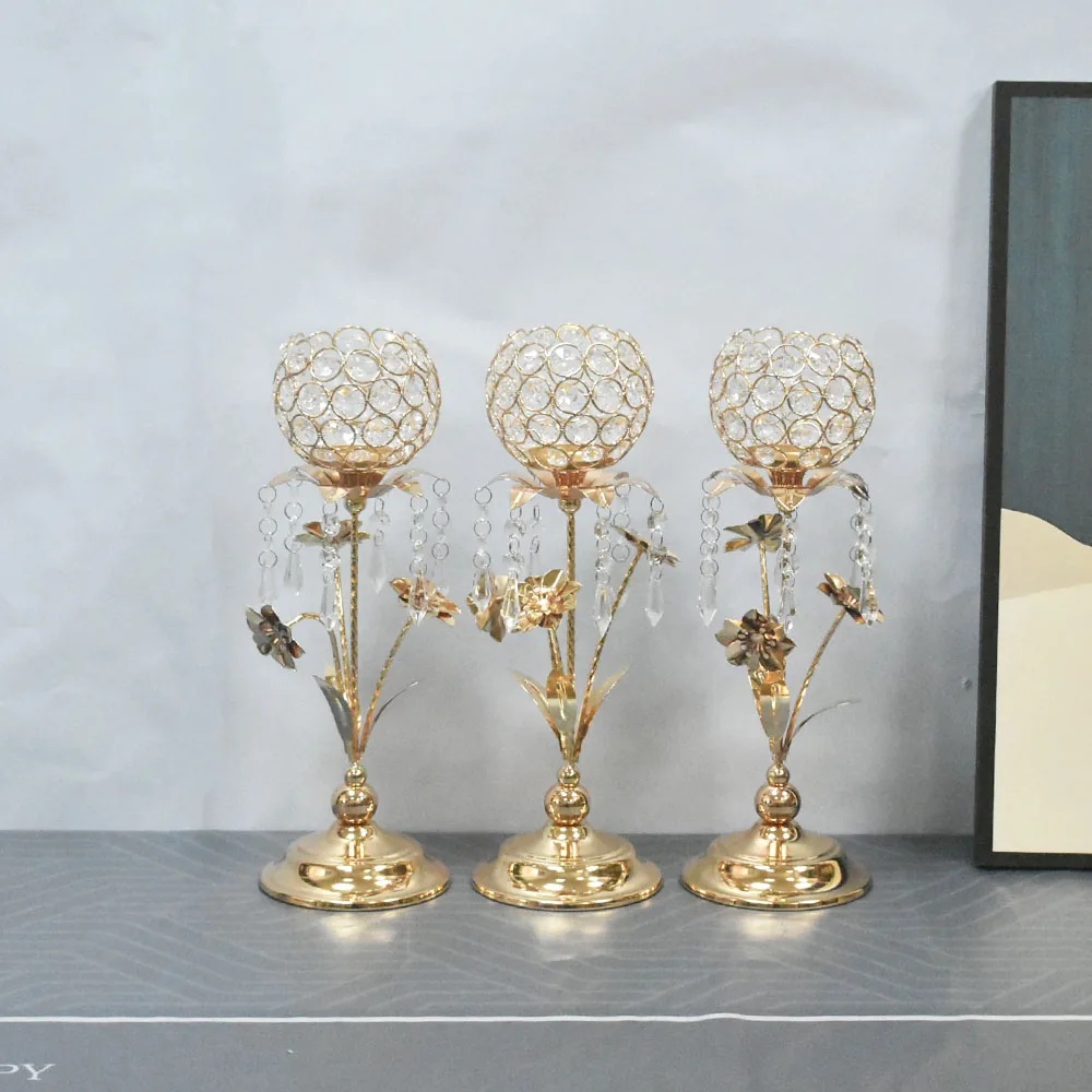 metal candle holder Set of  crystal candlestick holder metal candle holders lanterns candle jars