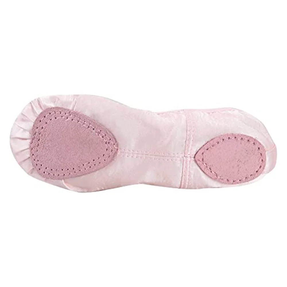 EU & US Pink Soft Stain Ballet Dance Ballerina Shoes Flat Split Sole with Ribbon for Girls and Boys (Toddler/Little Kid/Big Kid)