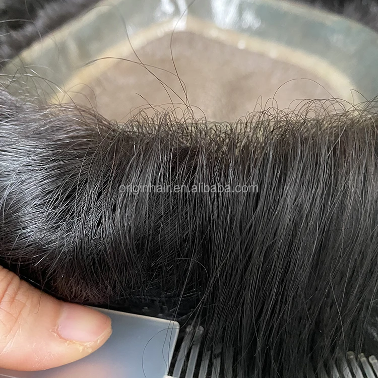 Wholesale High Quality Men Hairpiece Mens Hair Replacement System Slik Base Indian Human Hair Prosthesis Male Wig Toupee for Men