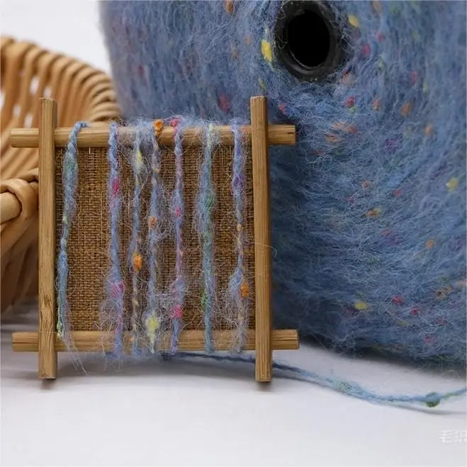 Christmas Crochet yarn Pompom Acrylic blended yarn Colorful Ball Polyester Nylon 1/2.4Nm dyed cheap