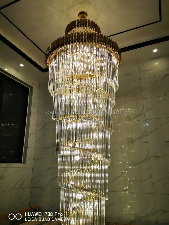 Роскошная хрустальная люстра в стиле постмодерн с золотым освещением для отеля винтовая лестница большая светодиодная декоративная лампа коридора