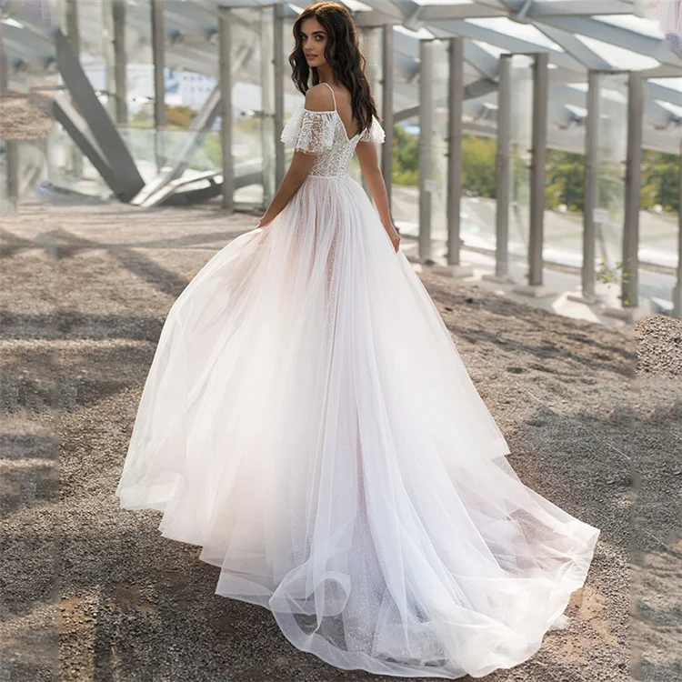 2021 New Large Size Knot Wedding Dress Slim Slimming Shoulders Fat Lace Flower One-Shoulder Female