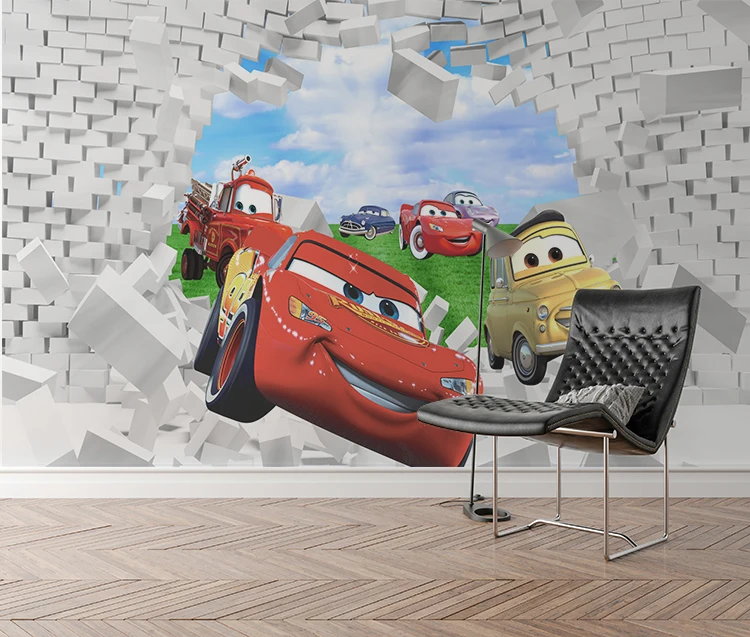 Обои с изображением кирпичной стены, мультяшный рисунок, настенная роспись, задний фон для телевизора, для стен спальни