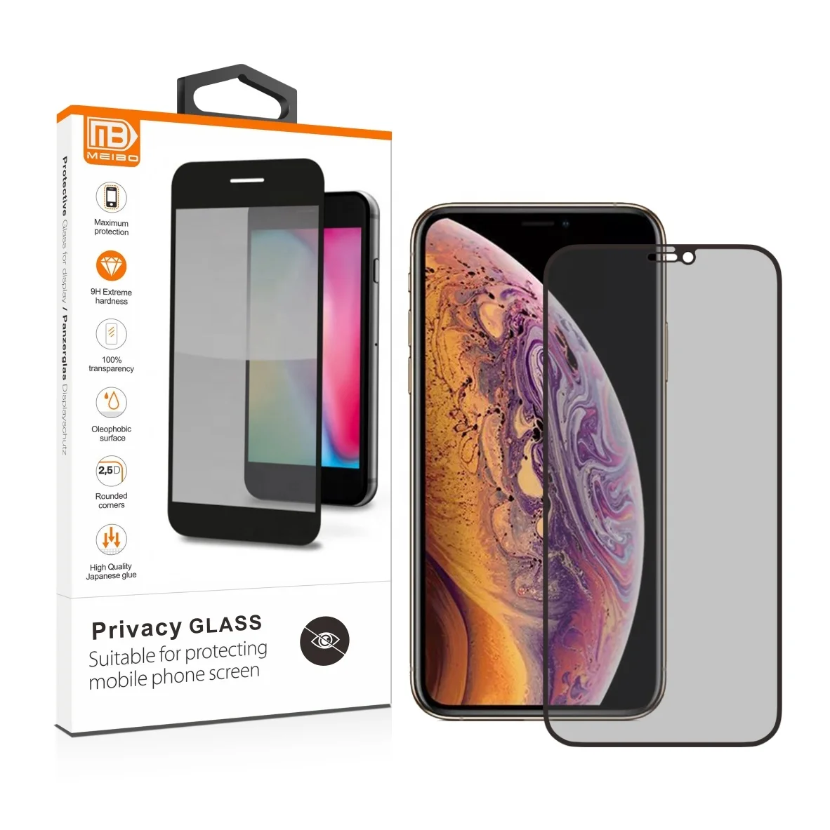 Защитное закаленное стекло для iPhone с полным покрытием и защитой от